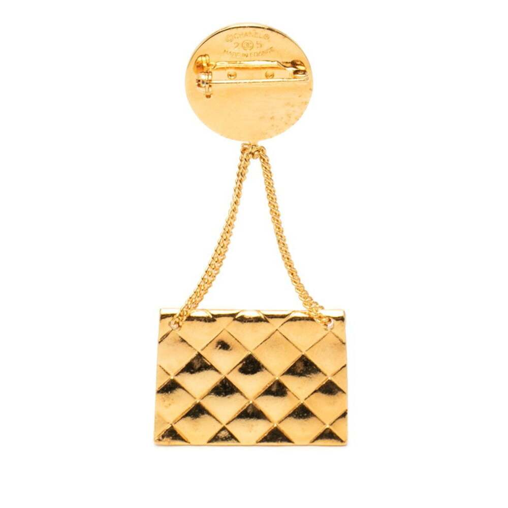 CHANEL Authentic Vintage Gold Logo Brooch - Picture 2 of 3